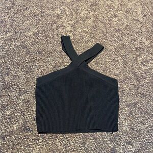 Dreamers Black Ribbed Crop Top